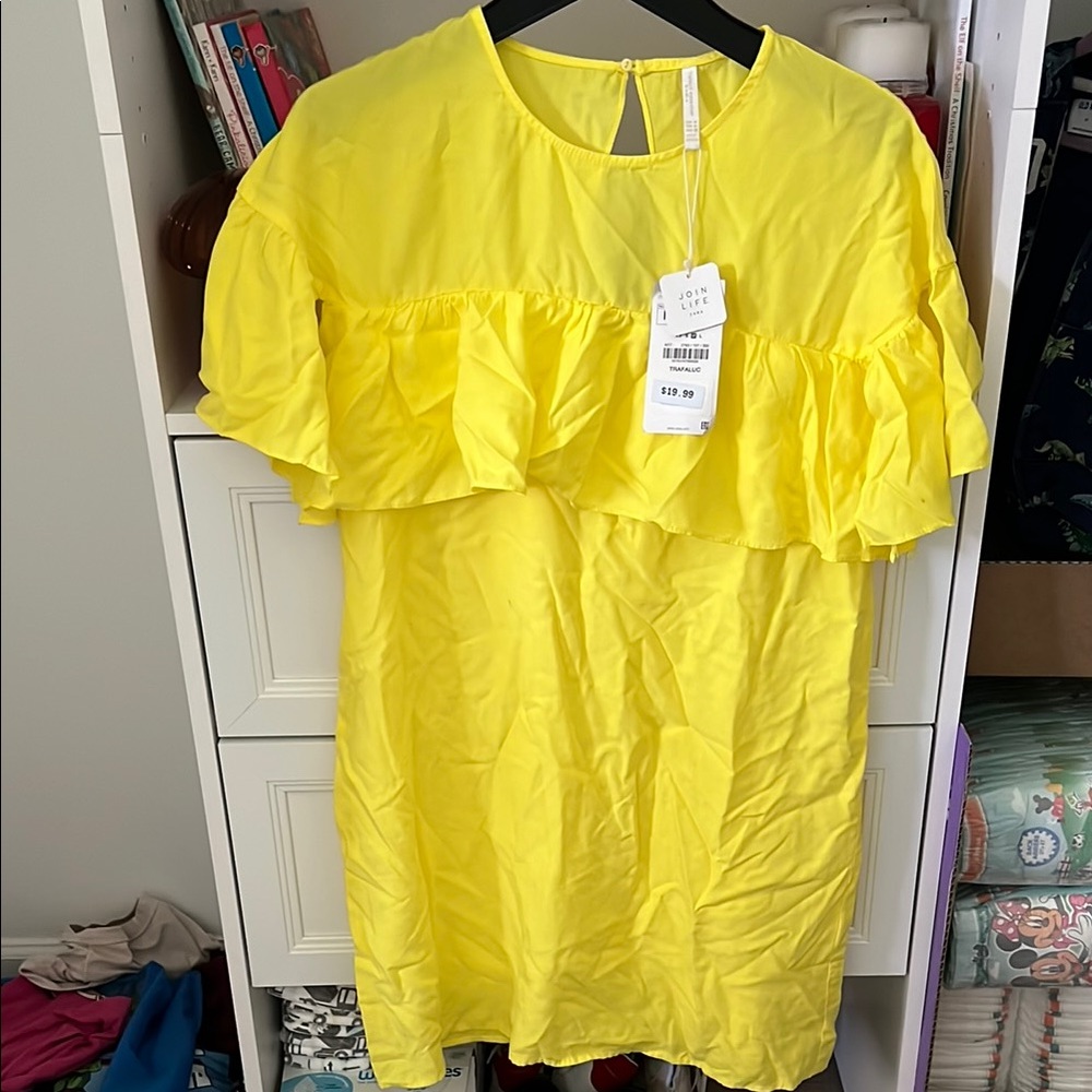 Zara Yellow Ruffle Mini Dress